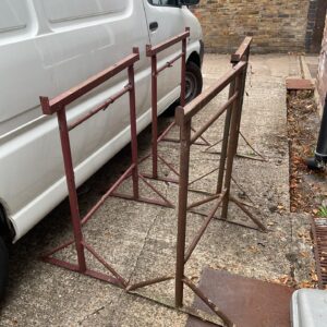 Builders Tressels Set of four metal builders tressels for construction and DIY.