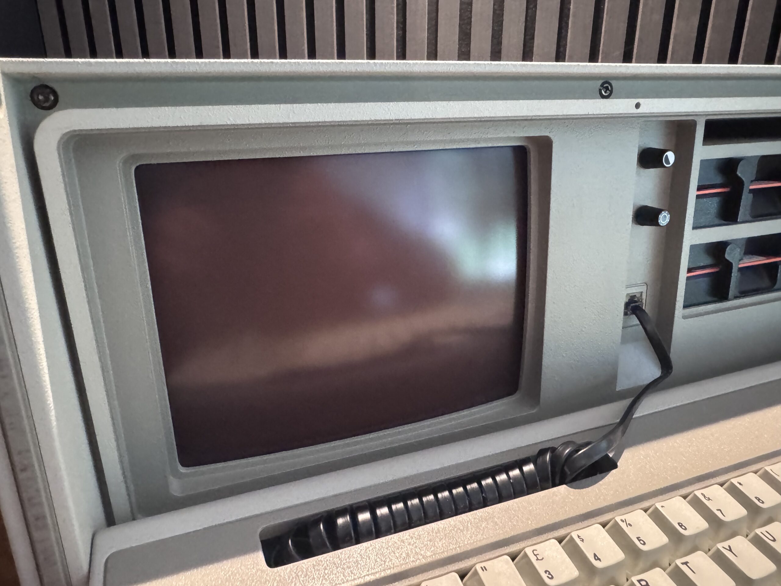 Battery compartment of the vintage IBM 5155.