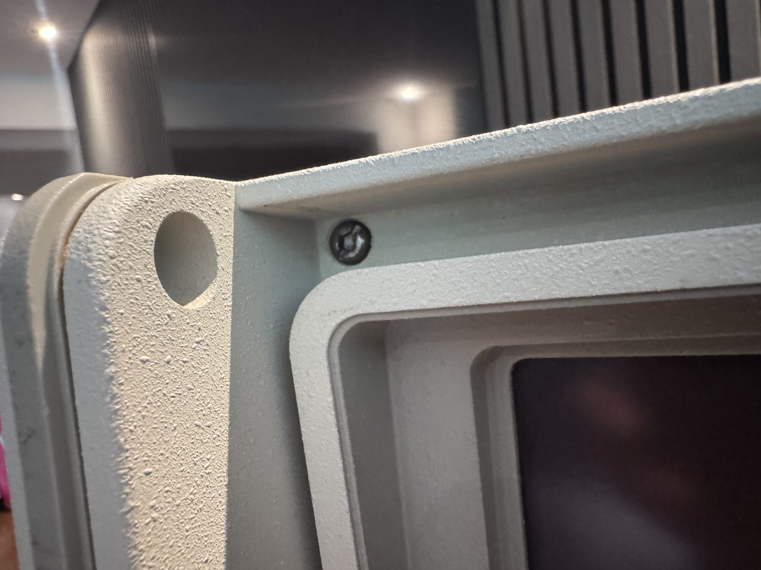 Close-up of the details on the IBM 5155 computer.