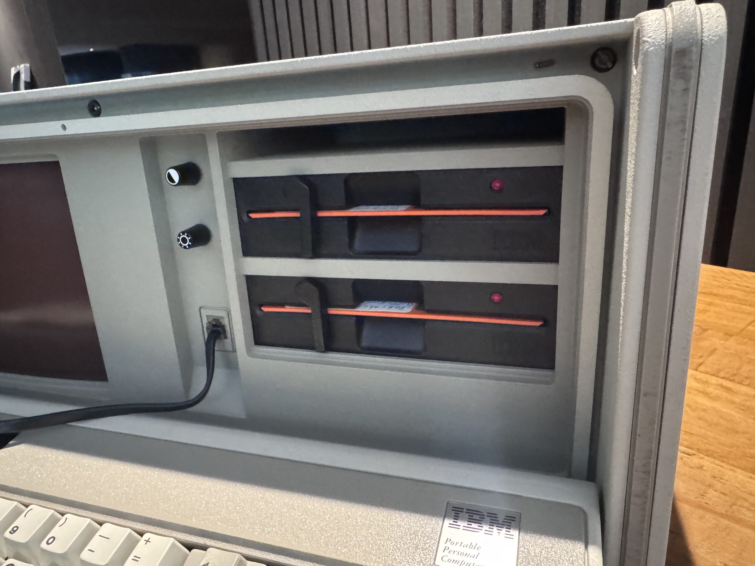 Internal components of the IBM 5155 computer.