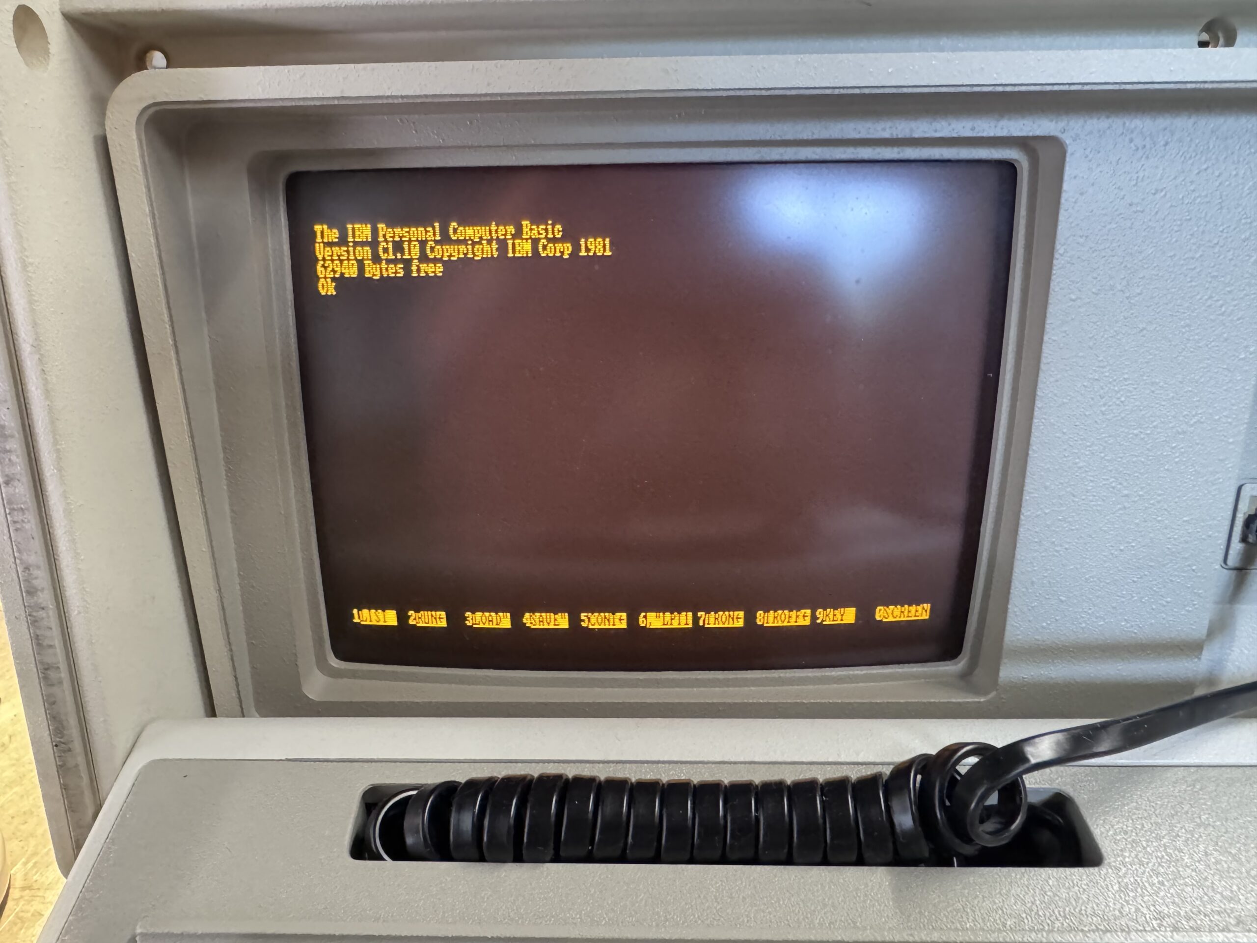 The 3.5-inch floppy drive on the IBM 5155 portable computer.