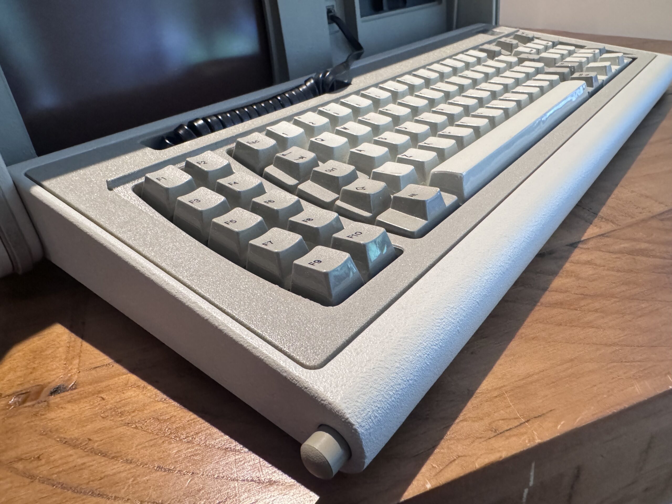 Monochrome screen of the vintage IBM 5155 computer.