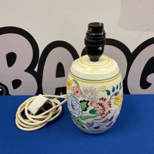 Vintage Poole Pottery table lamp with colourful floral design.